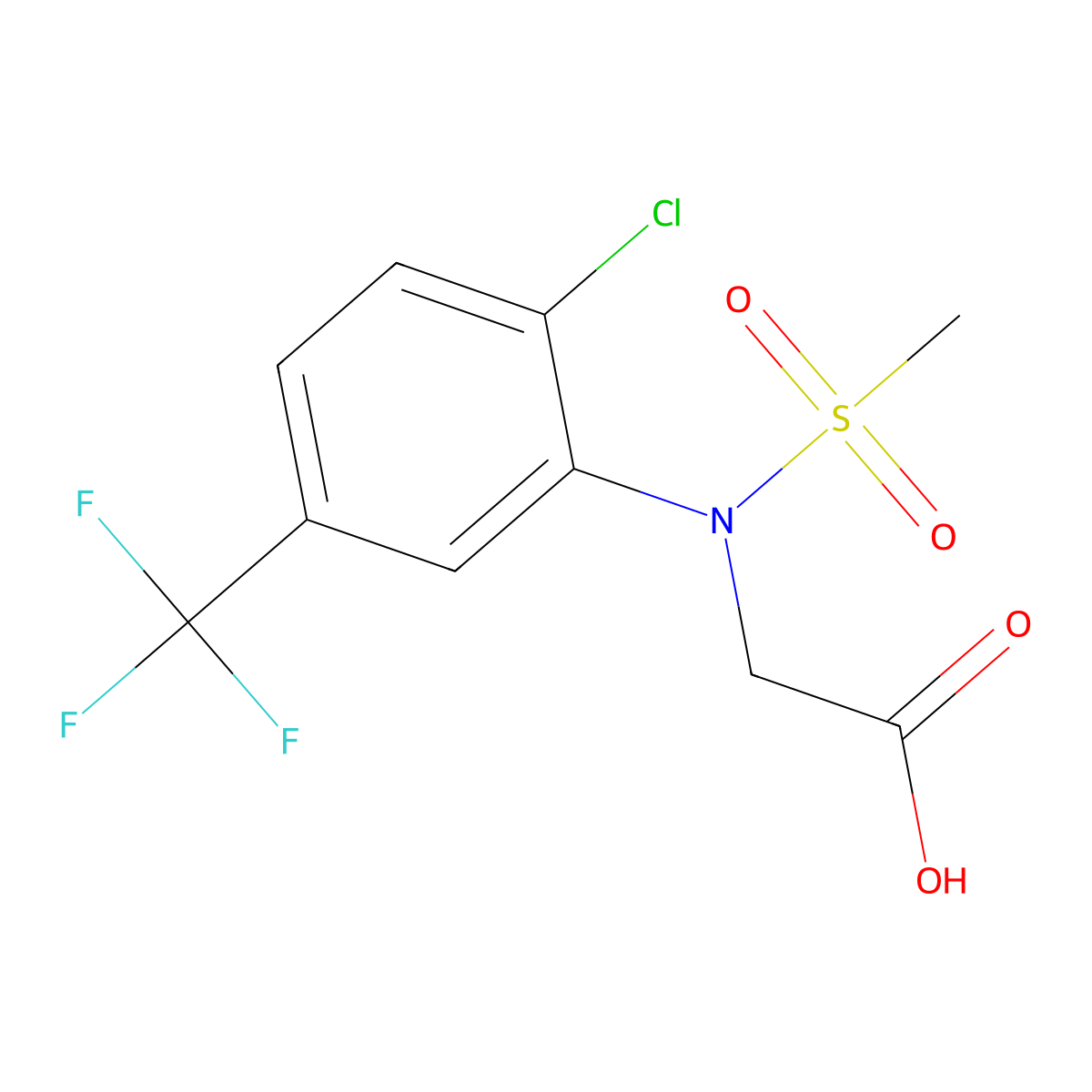 N-[2-chloro-5-(trifluoromethyl)phenyl]-N-(methylsulfonyl)glycine molecular structure, CAS 431908-96-2