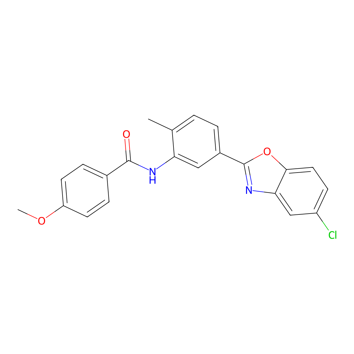 N-[5-(5-chloro-1,3-benzoxazol-2-yl)-2-methylphenyl]-4-methoxybenzamide molecular structure, CAS 431908-97-3