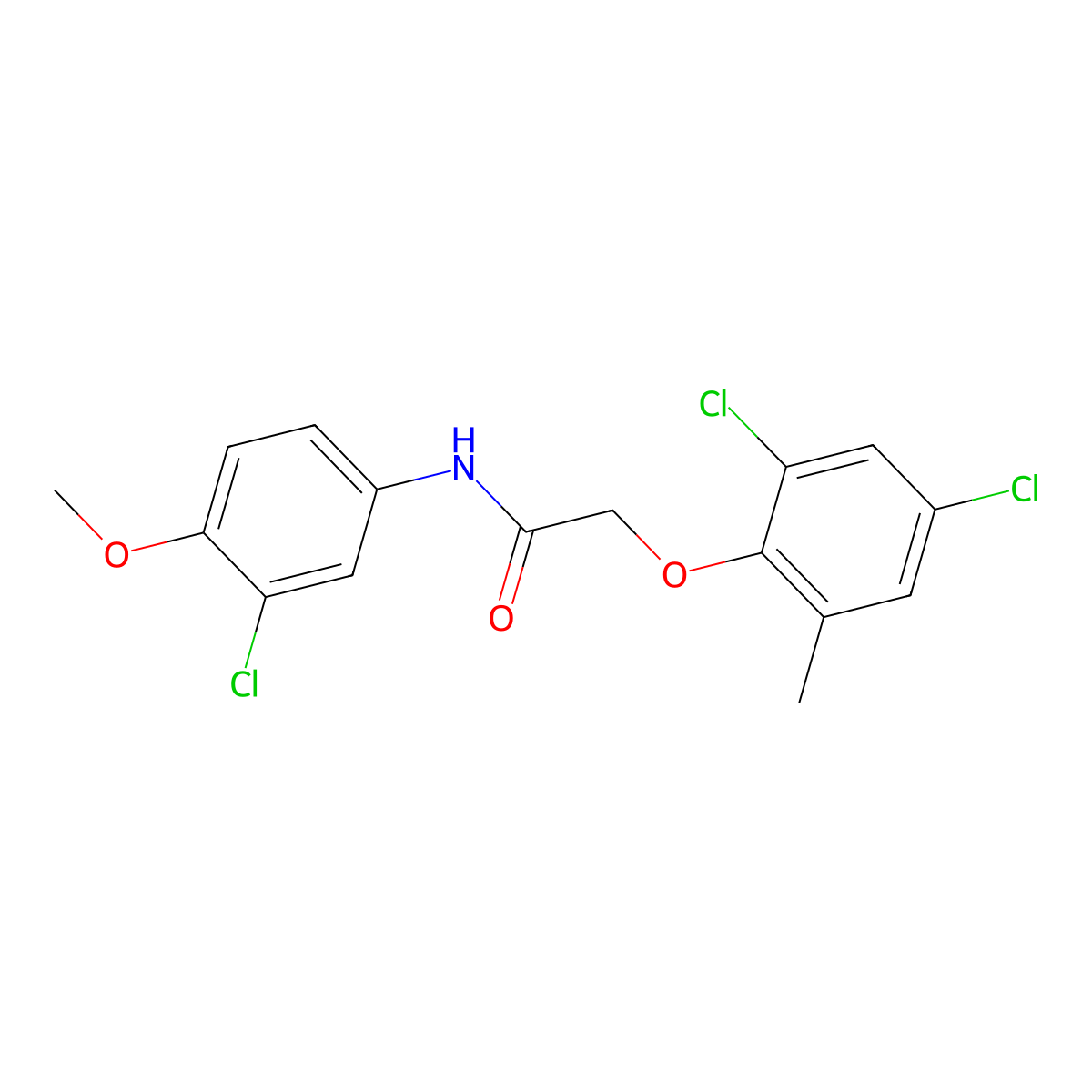 N-(3-chloro-4-methoxyphenyl)-2-(2,4-dichloro-6-methylphenoxy)acetamide molecular structure, CAS 431909-03-4