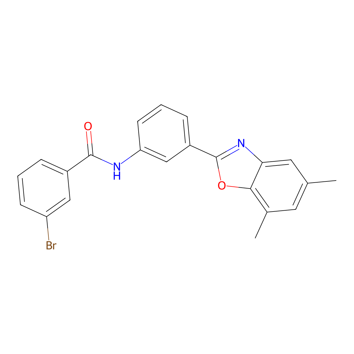 3-bromo-N-[3-(5,7-dimethyl-1,3-benzoxazol-2-yl)phenyl]benzamide molecular structure, CAS 431909-14-7