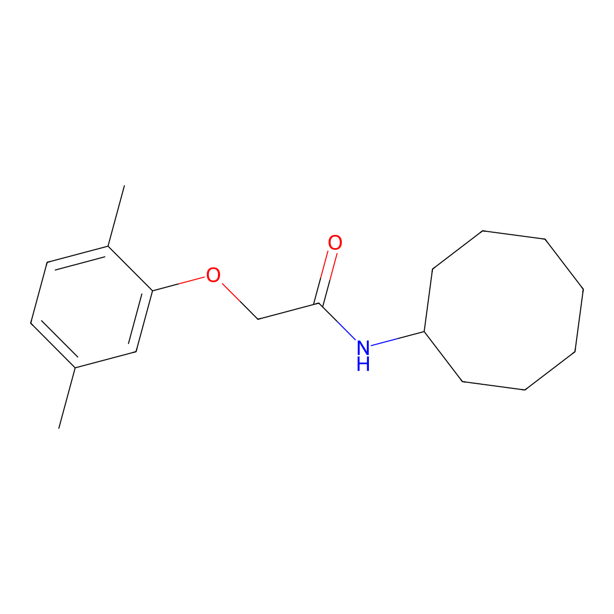 N-cyclooctyl-2-(2,5-dimethylphenoxy)acetamide molecular structure, CAS 431909-16-9