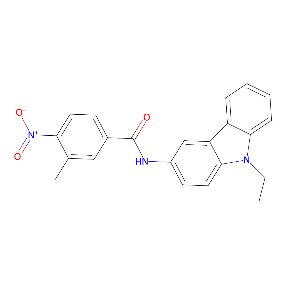 N-(9-ethylcarbazol-3-yl)-3-methyl-4-nitrobenzamide molecular structure, CAS 431909-23-8