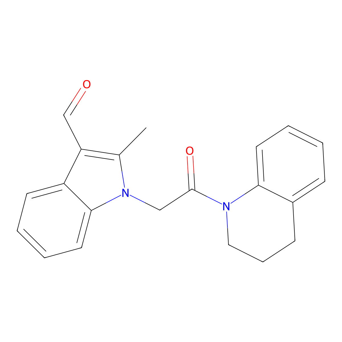 1-[2-(3,4-dihydro-2H-quinolin-1-yl)-2-oxoethyl]-2-methylindole-3-carbaldehyde molecular structure, CAS 431909-24-9