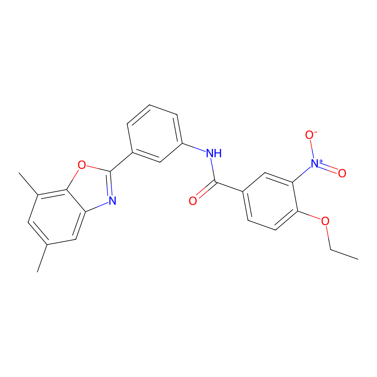 N-[3-(5,7-dimethyl-1,3-benzoxazol-2-yl)phenyl]-4-ethoxy-3-nitrobenzamide molecular structure, CAS 431909-32-9