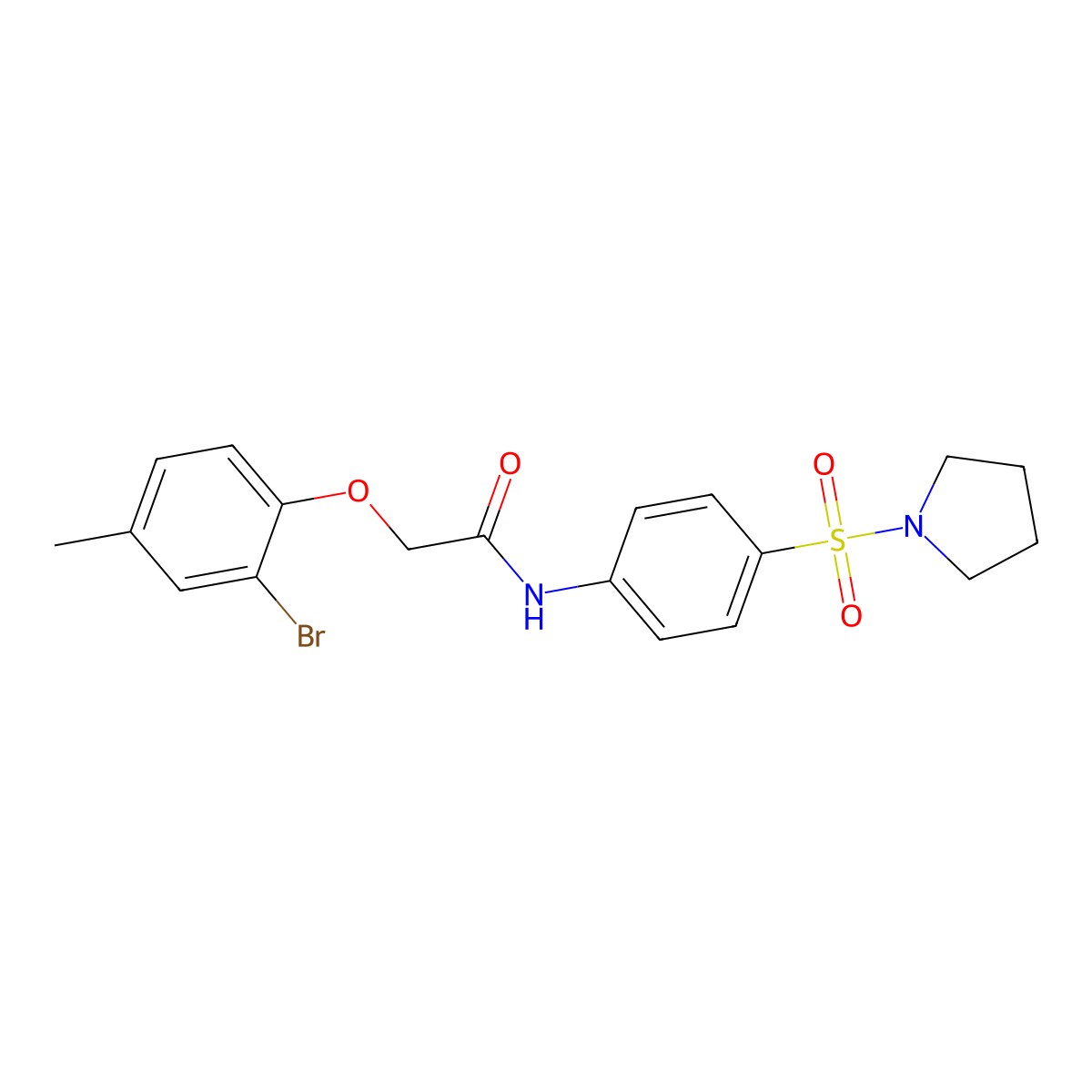 2-(2-bromo-4-methylphenoxy)-N-[4-(pyrrolidin-1-ylsulfonyl)phenyl]acetamide molecular structure, CAS 431909-56-7