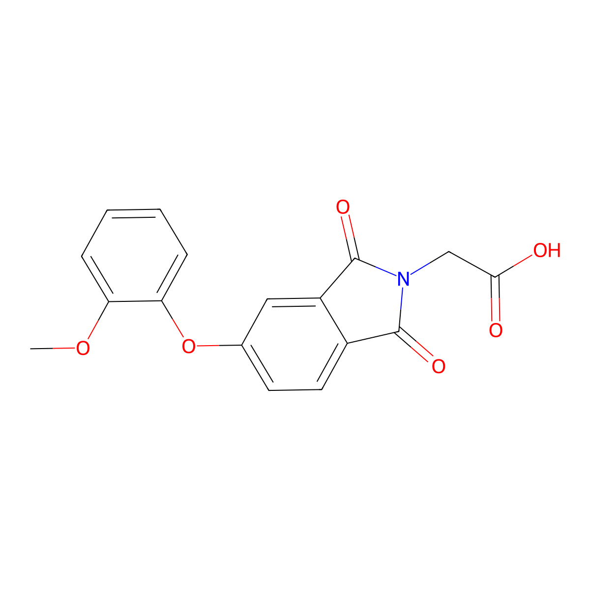 [5-(2-methoxyphenoxy)-1,3-dioxo-1,3-dihydro-2H-isoindol-2-yl]acetic acid molecular structure, CAS 431909-67-0
