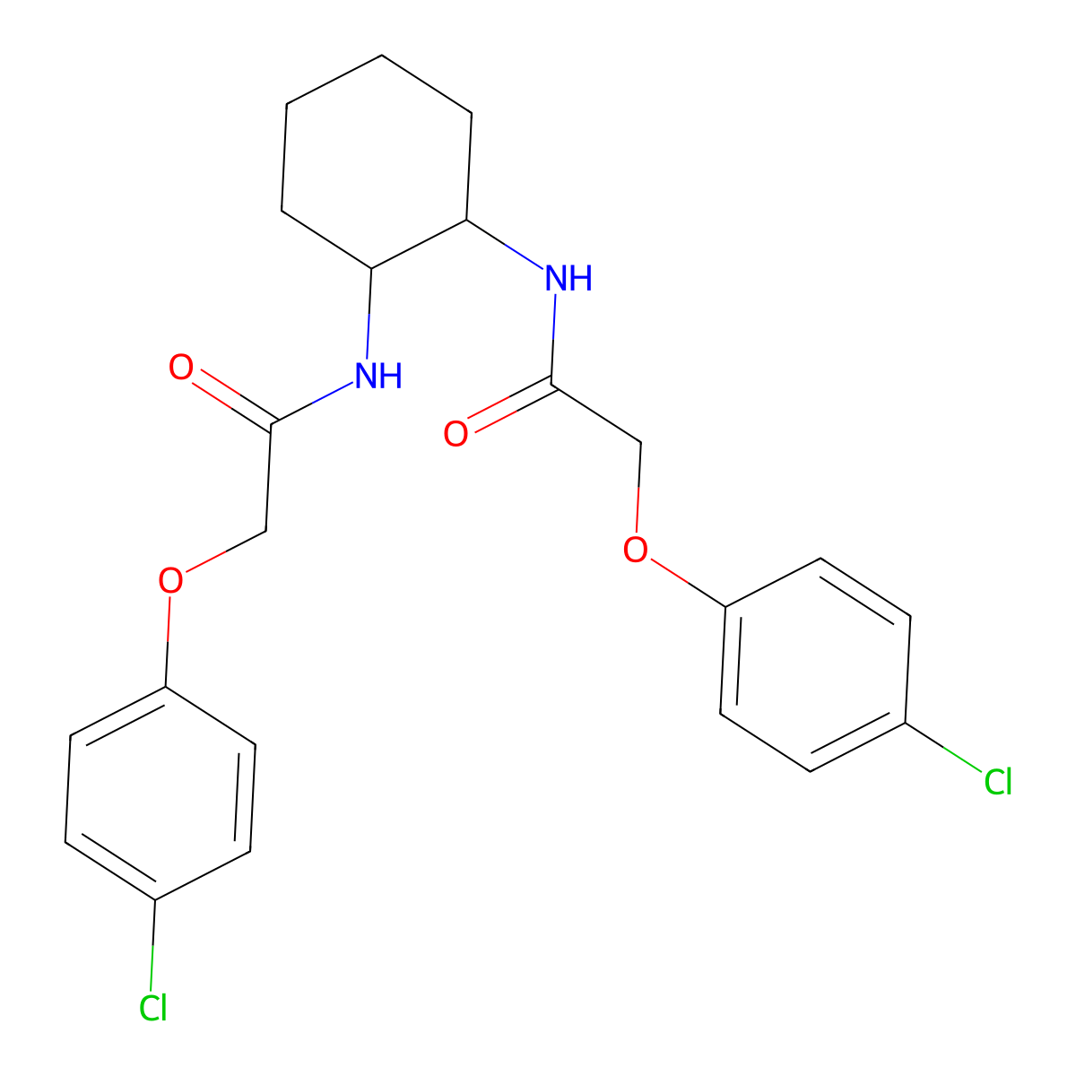 2-(4-chlorophenoxy)-N-[2-[[2-(4-chlorophenoxy)acetyl]amino]cyclohexyl]acetamide molecular structure, CAS 431909-75-0