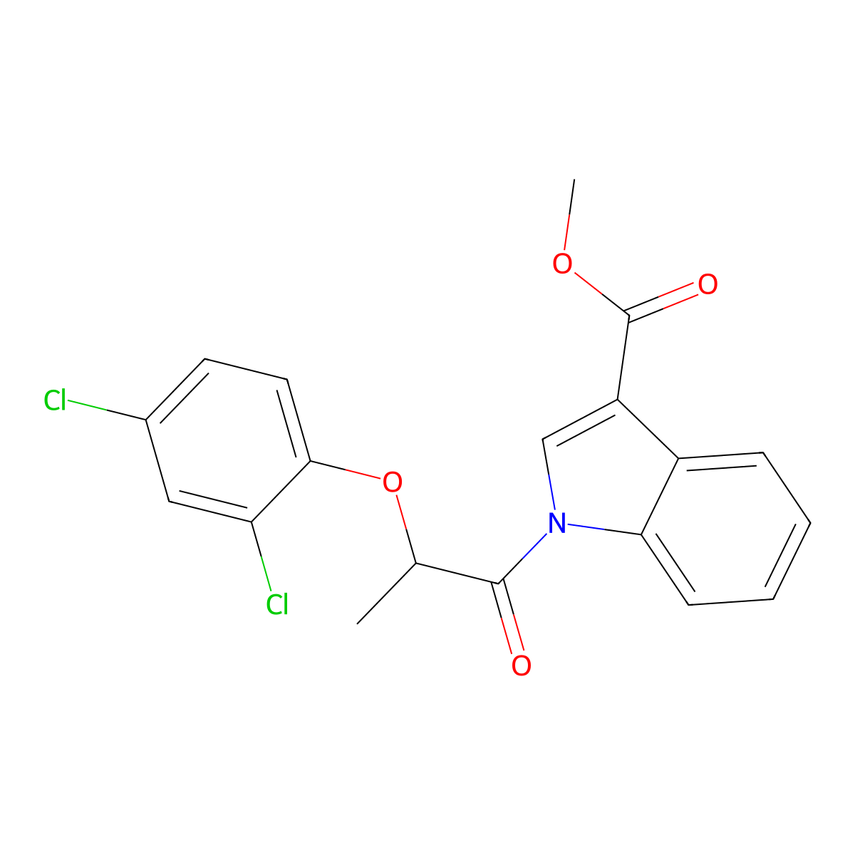 Methyl 1-(2-(2,4-dichlorophenoxy)propanoyl)-1H-indole-3-carboxylate molecular structure, CAS 431909-77-2