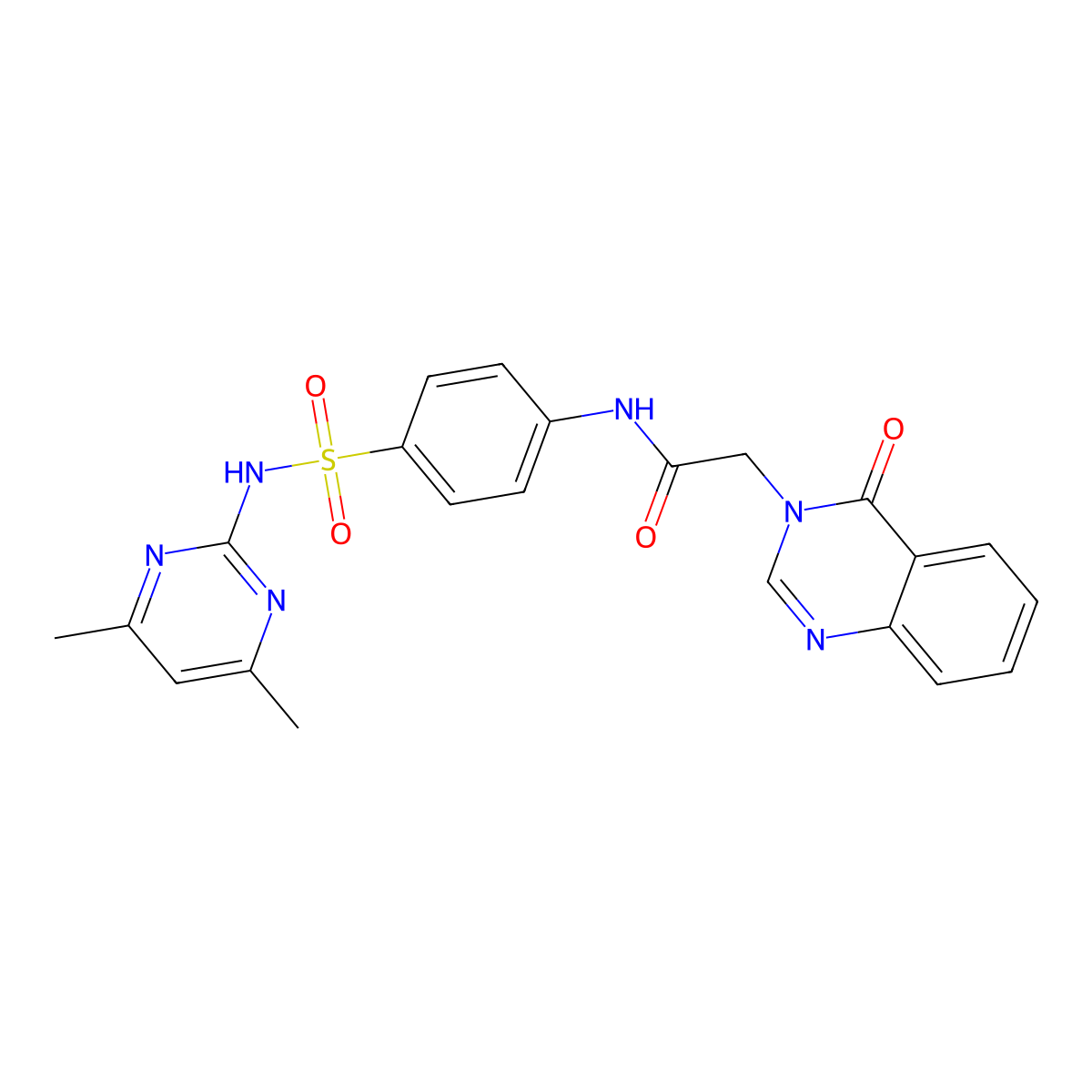 N-[4-[(4,6-dimethylpyrimidin-2-yl)sulfamoyl]phenyl]-2-(4-oxoquinazolin-3-yl)acetamide molecular structure, CAS 431910-22-4