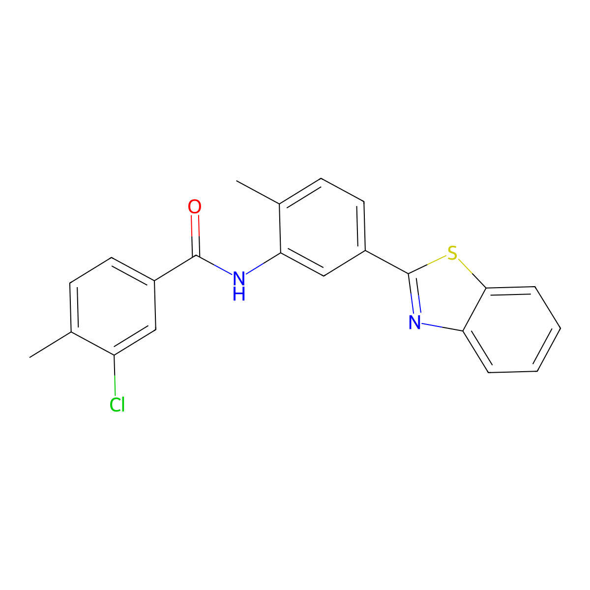 N-[5-(1,3-benzothiazol-2-yl)-2-methylphenyl]-3-chloro-4-methylbenzamide molecular structure, CAS 431910-31-5