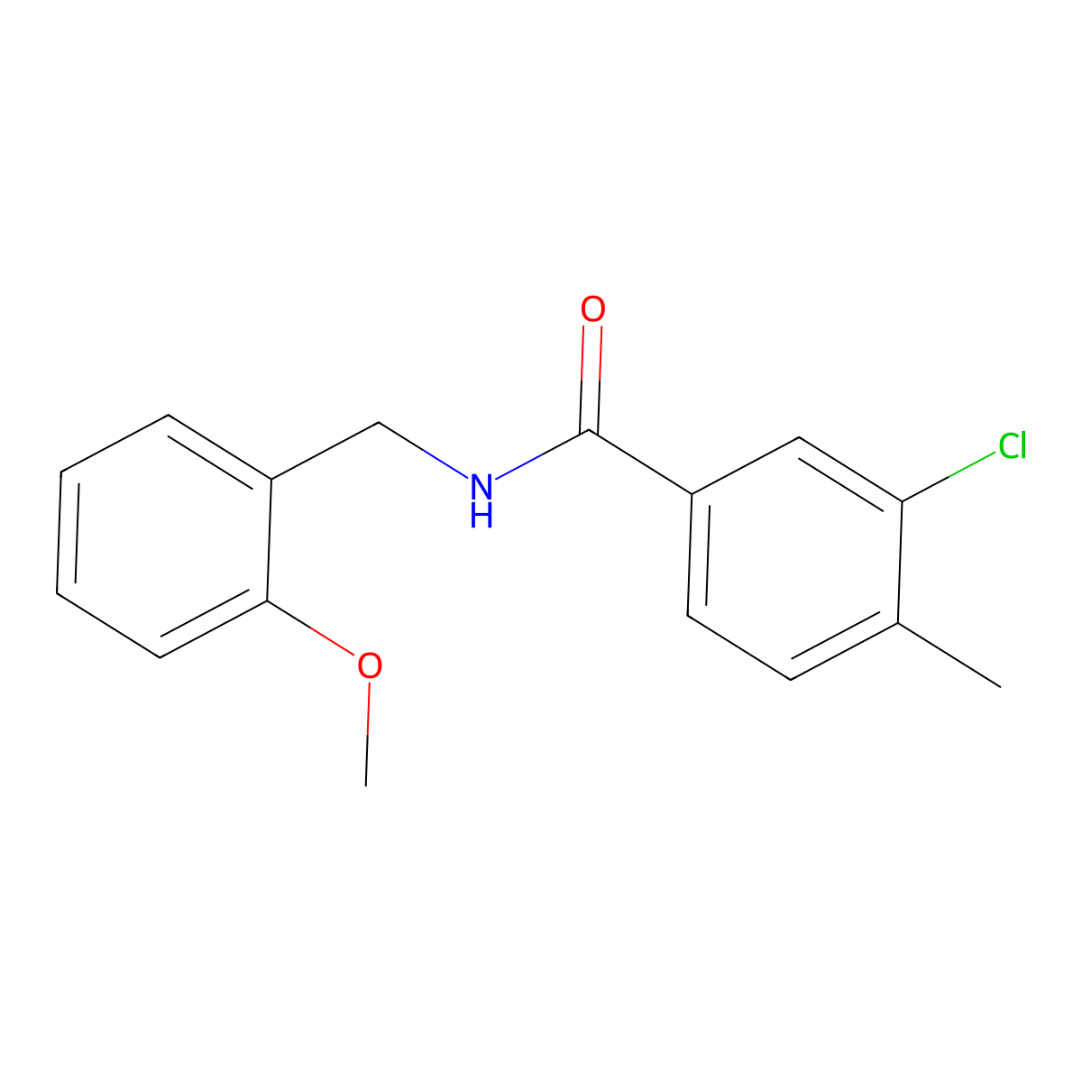 3-chloro-N-[(2-methoxyphenyl)methyl]-4-methylbenzamide molecular structure, CAS 431910-36-0