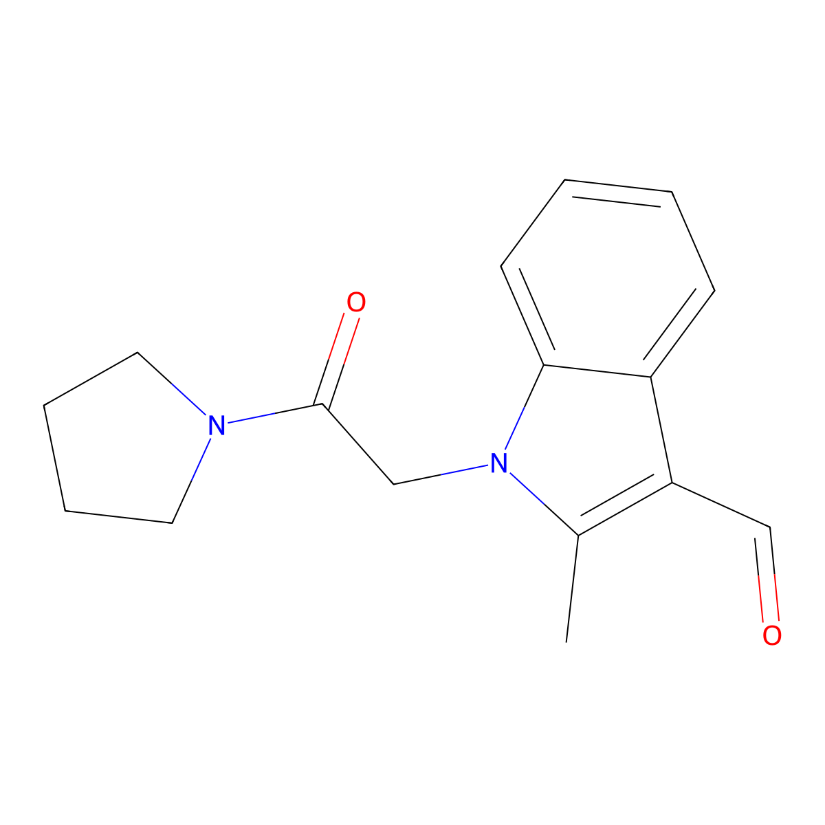 2-Methyl-1-(2-oxo-2-pyrrolidin-1-yl-ethyl)-1H-indole-3-carbaldehyde molecular structure, CAS 431910-43-9
