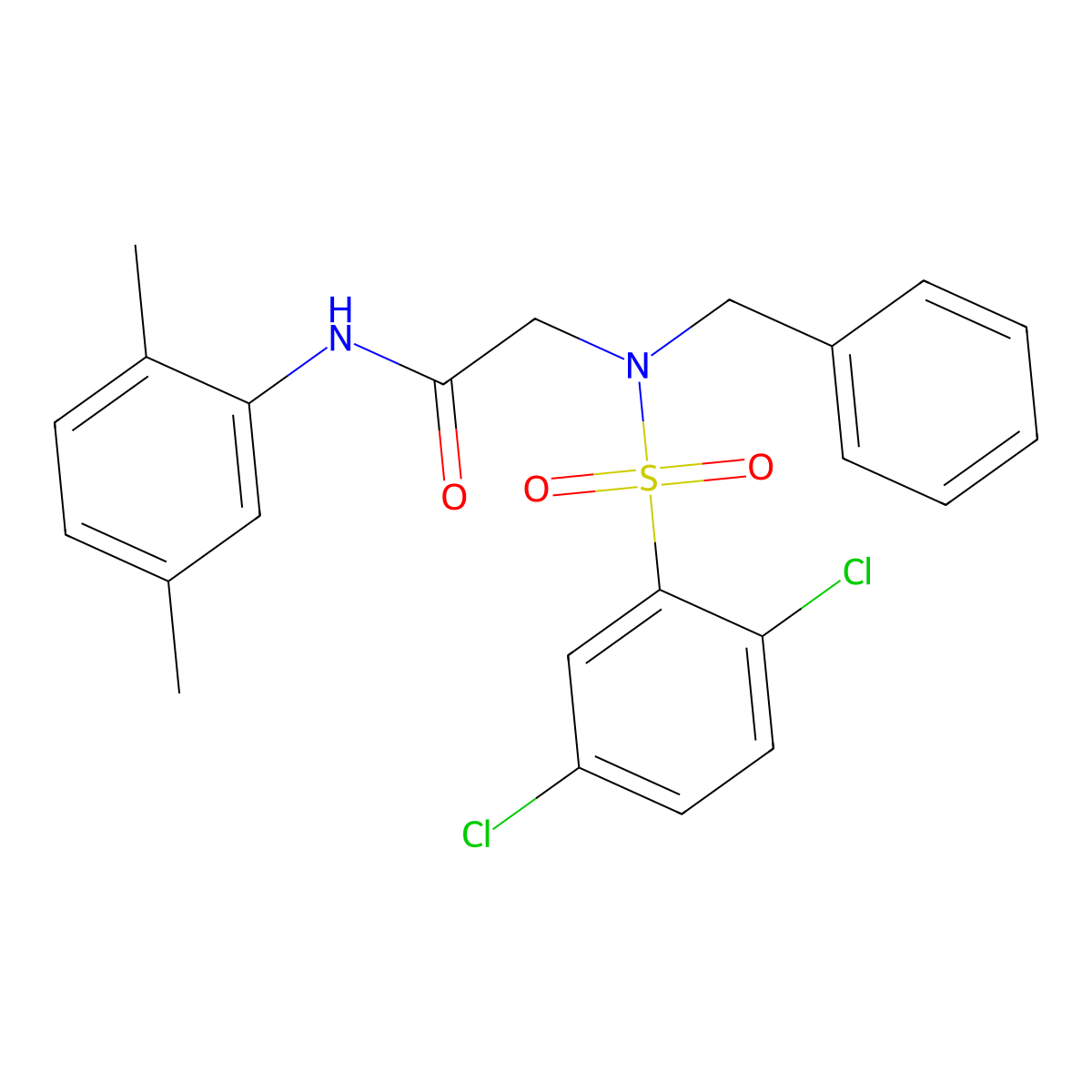 2-[benzyl-(2,5-dichlorophenyl)sulfonylamino]-N-(2,5-dimethylphenyl)acetamide molecular structure, CAS 431910-74-6