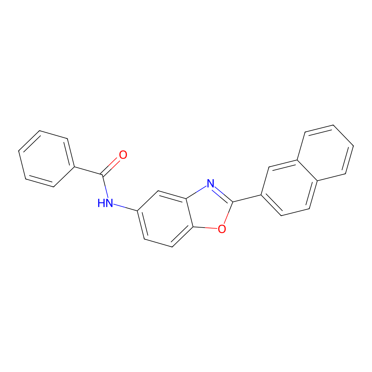 N-[2-(naphthalen-2-yl)-1,3-benzoxazol-5-yl]benzamide molecular structure, CAS 431910-88-2