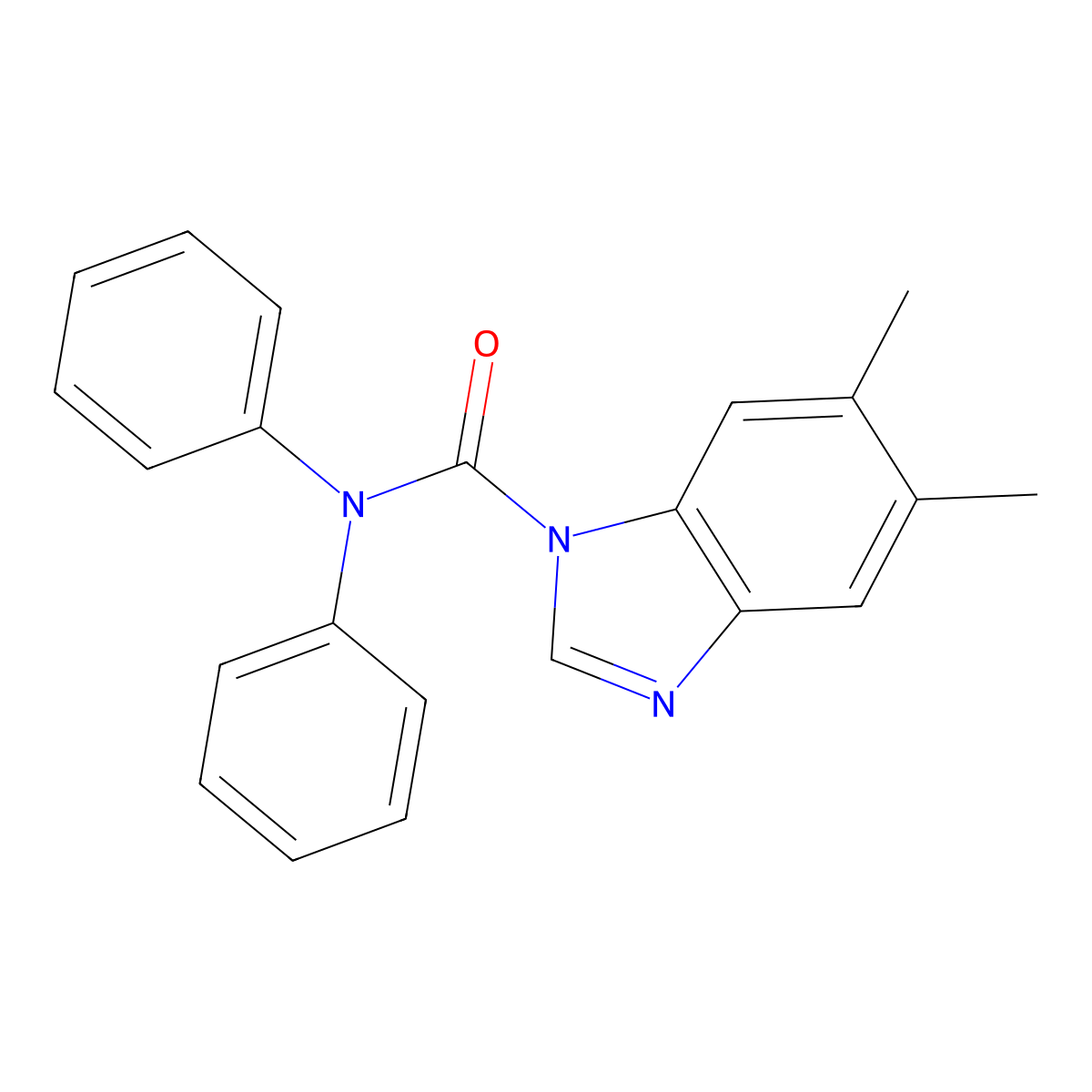 5,6-dimethyl-N,N-diphenyl-1H-benzimidazole-1-carboxamide molecular structure, CAS 431911-03-4