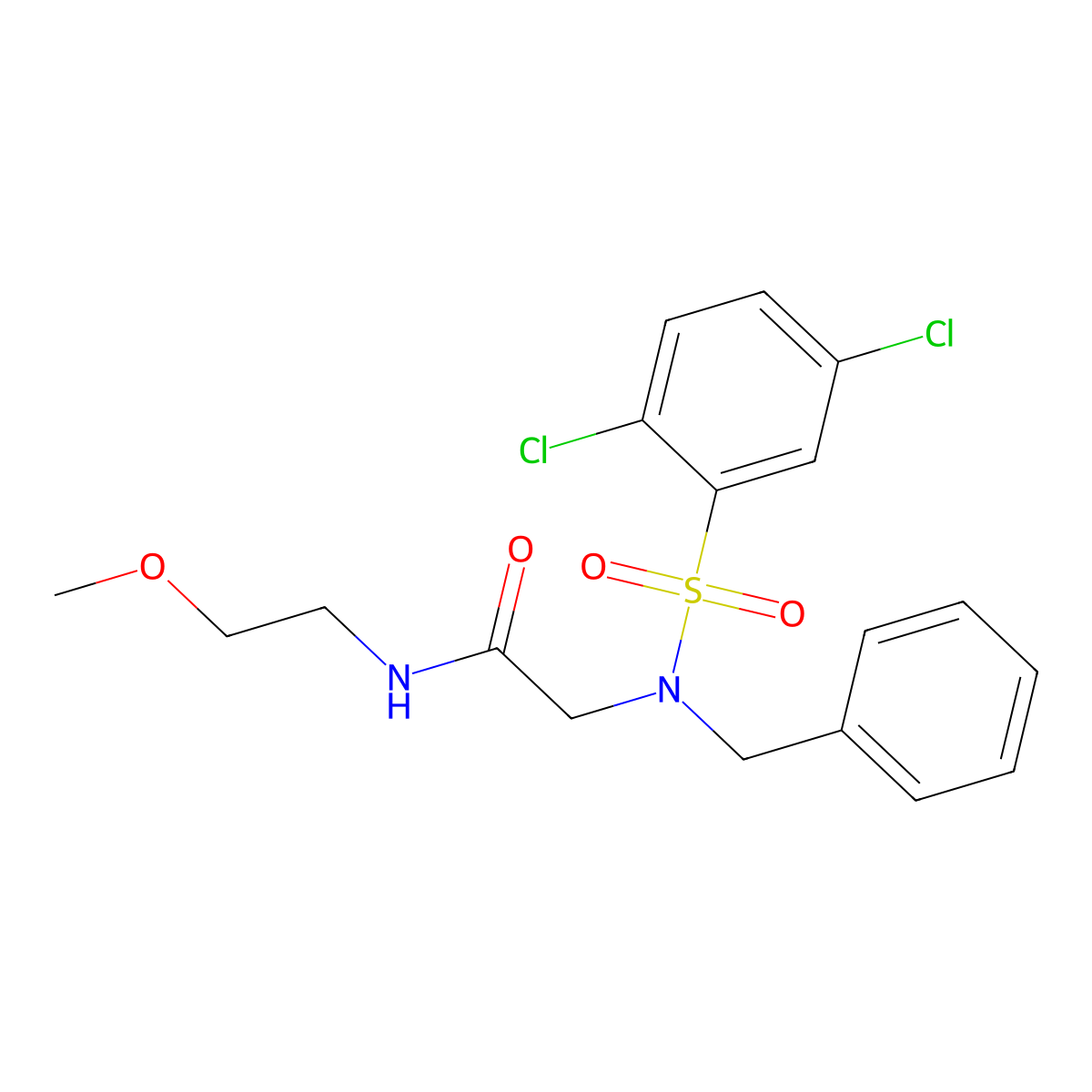 2-[benzyl-(2,5-dichlorophenyl)sulfonylamino]-N-(2-methoxyethyl)acetamide molecular structure, CAS 431912-06-0