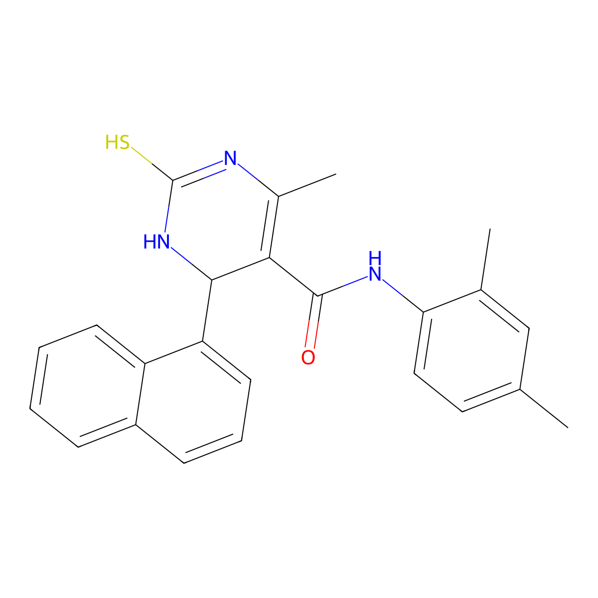 N-(2,4-dimethylphenyl)-6-methyl-4-naphthalen-1-yl-2-sulfanylidene-3,4-dihydro-1H-pyrimidine-5-carboxamide molecular structure, CAS 431912-33-3