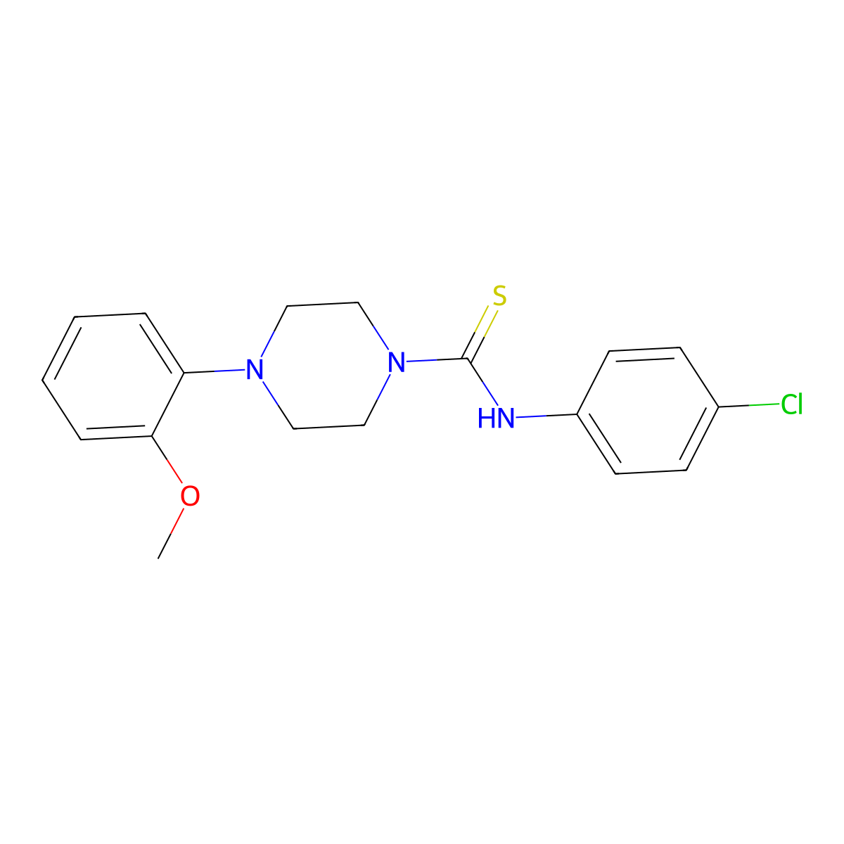 N-(4-chlorophenyl)-4-(2-methoxyphenyl)piperazine-1-carbothioamide molecular structure, CAS 431912-68-4