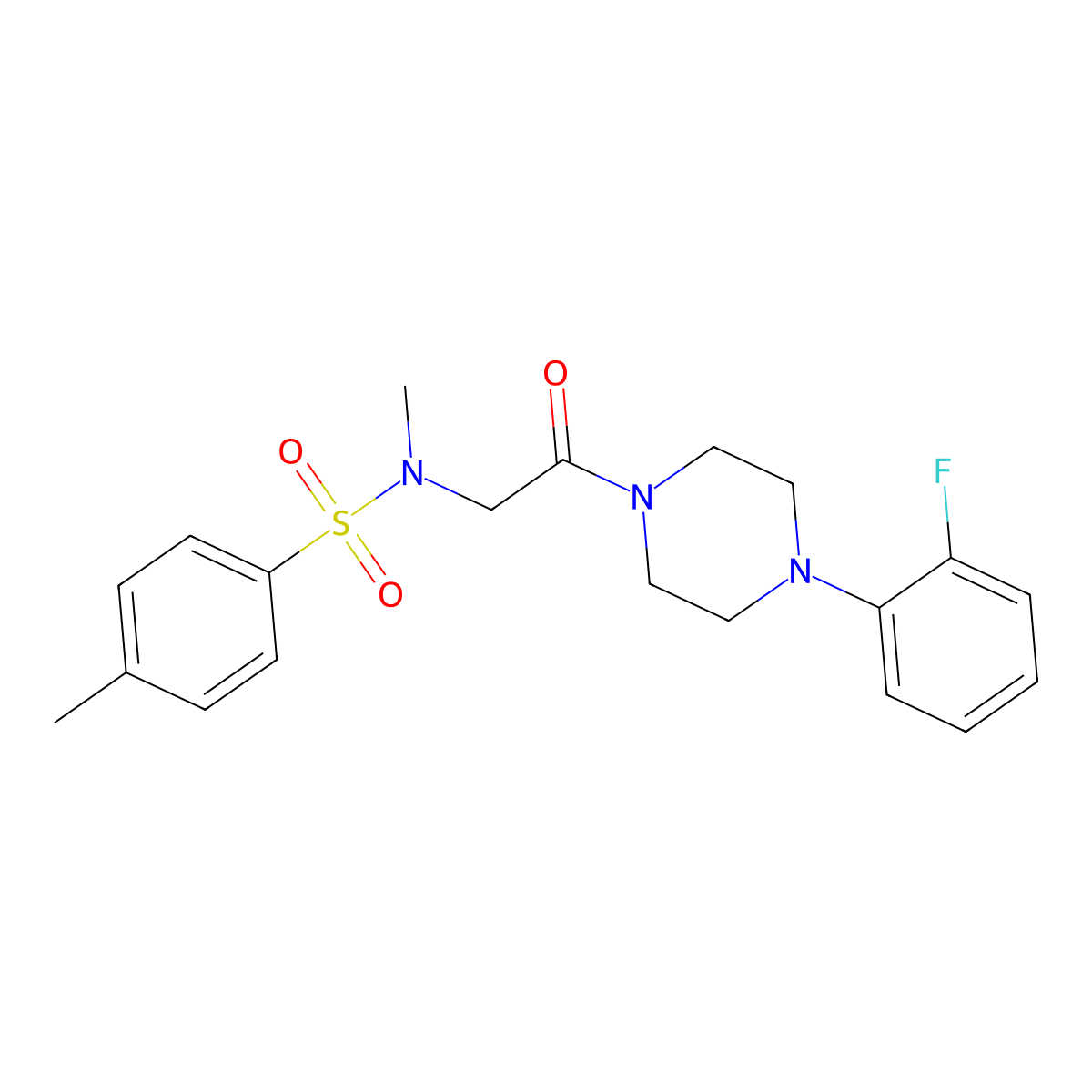 N-[2-[4-(2-fluorophenyl)piperazin-1-yl]-2-oxoethyl]-N,4-dimethylbenzenesulfonamide molecular structure, CAS 431912-79-7