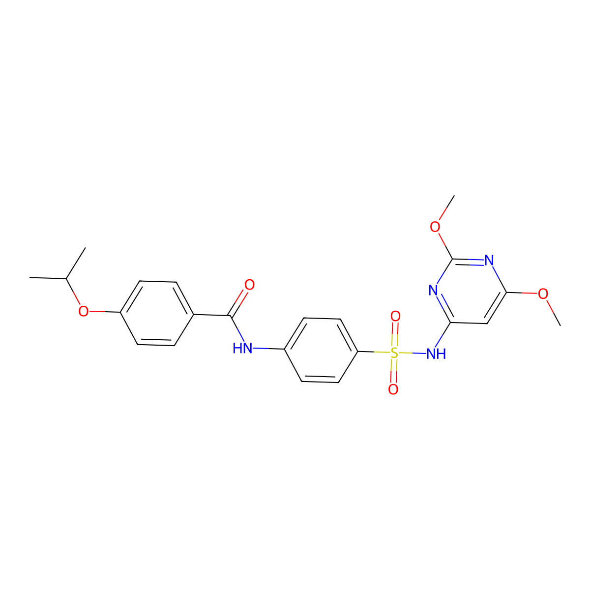 N-{4-[(2,6-dimethoxypyrimidin-4-yl)sulfamoyl]phenyl}-4-(propan-2-yloxy)benzamide molecular structure, CAS 431913-20-1
