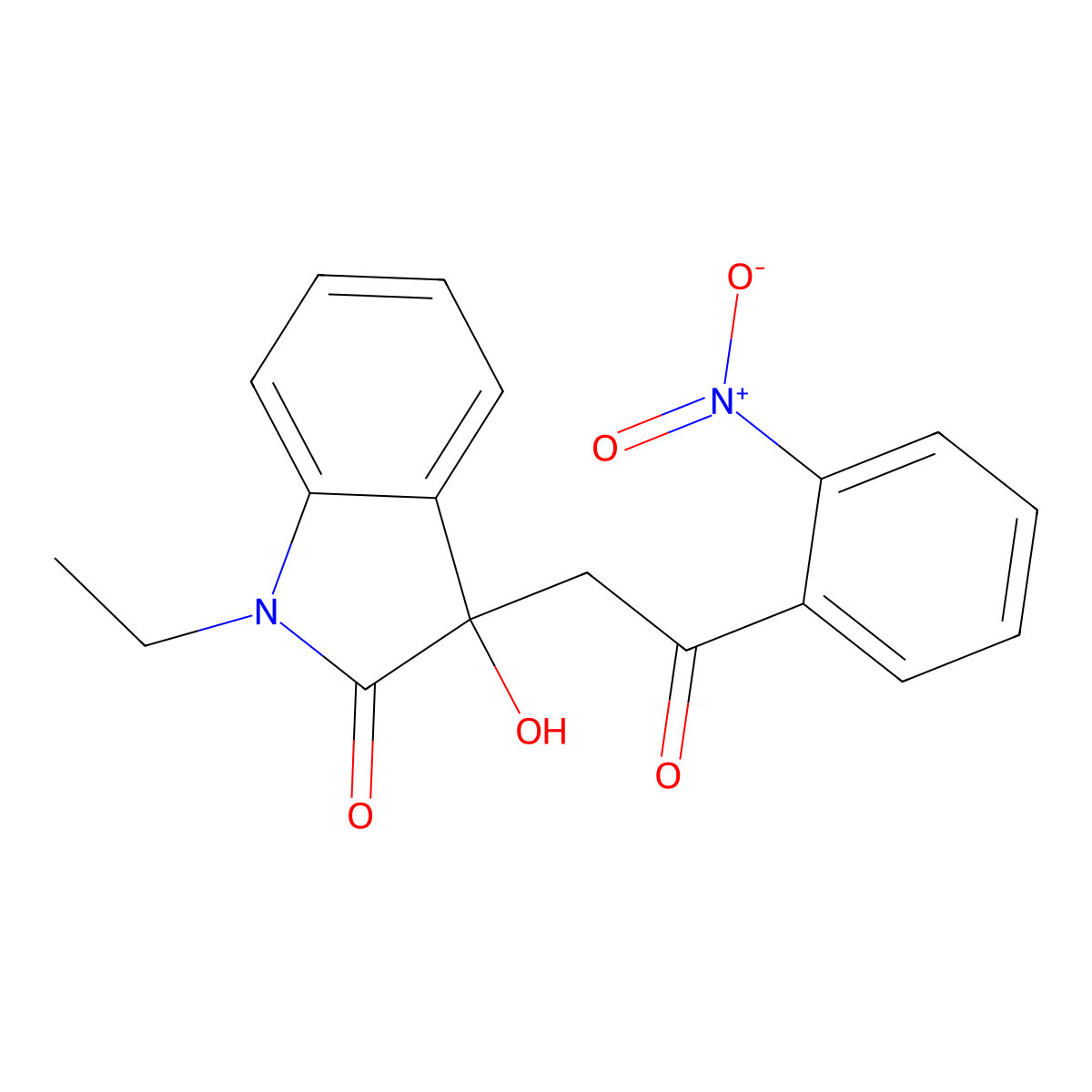 1-Ethyl-3-hydroxy-3-[2-(2-nitrophenyl)-2-oxoethyl]indol-2-one molecular structure, CAS 431913-34-7