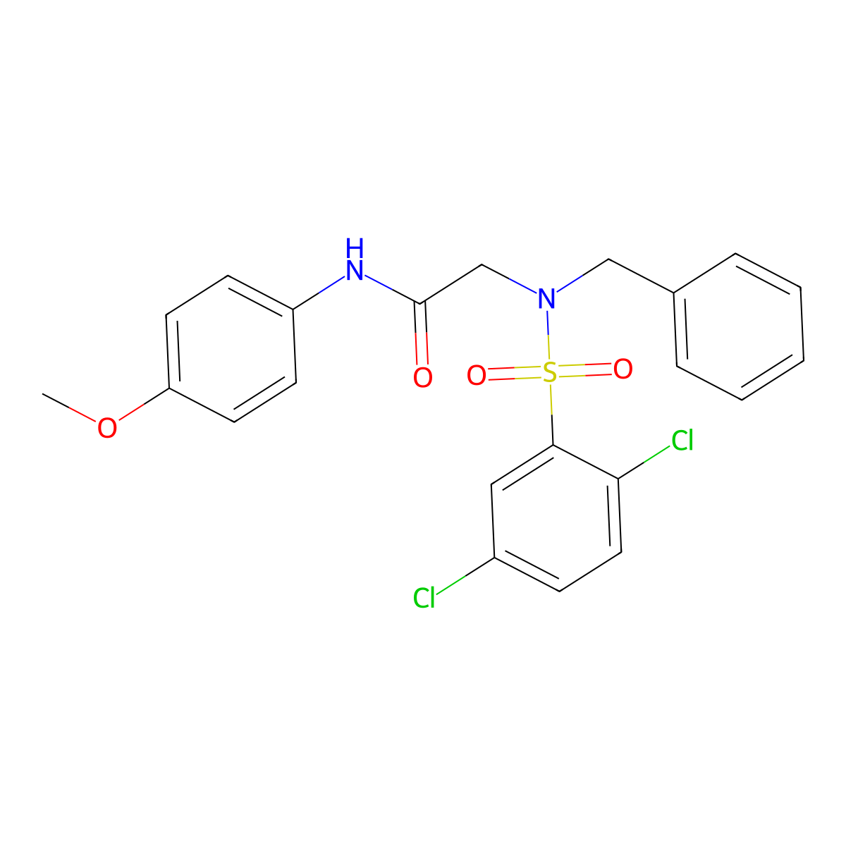 2-[benzyl-(2,5-dichlorophenyl)sulfonylamino]-N-(4-methoxyphenyl)acetamide molecular structure, CAS 431913-86-9