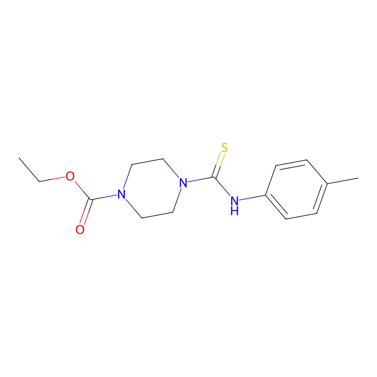 Ethyl 4-[(4-methylphenyl)carbamothioyl]piperazine-1-carboxylate molecular structure, CAS 431913-97-2