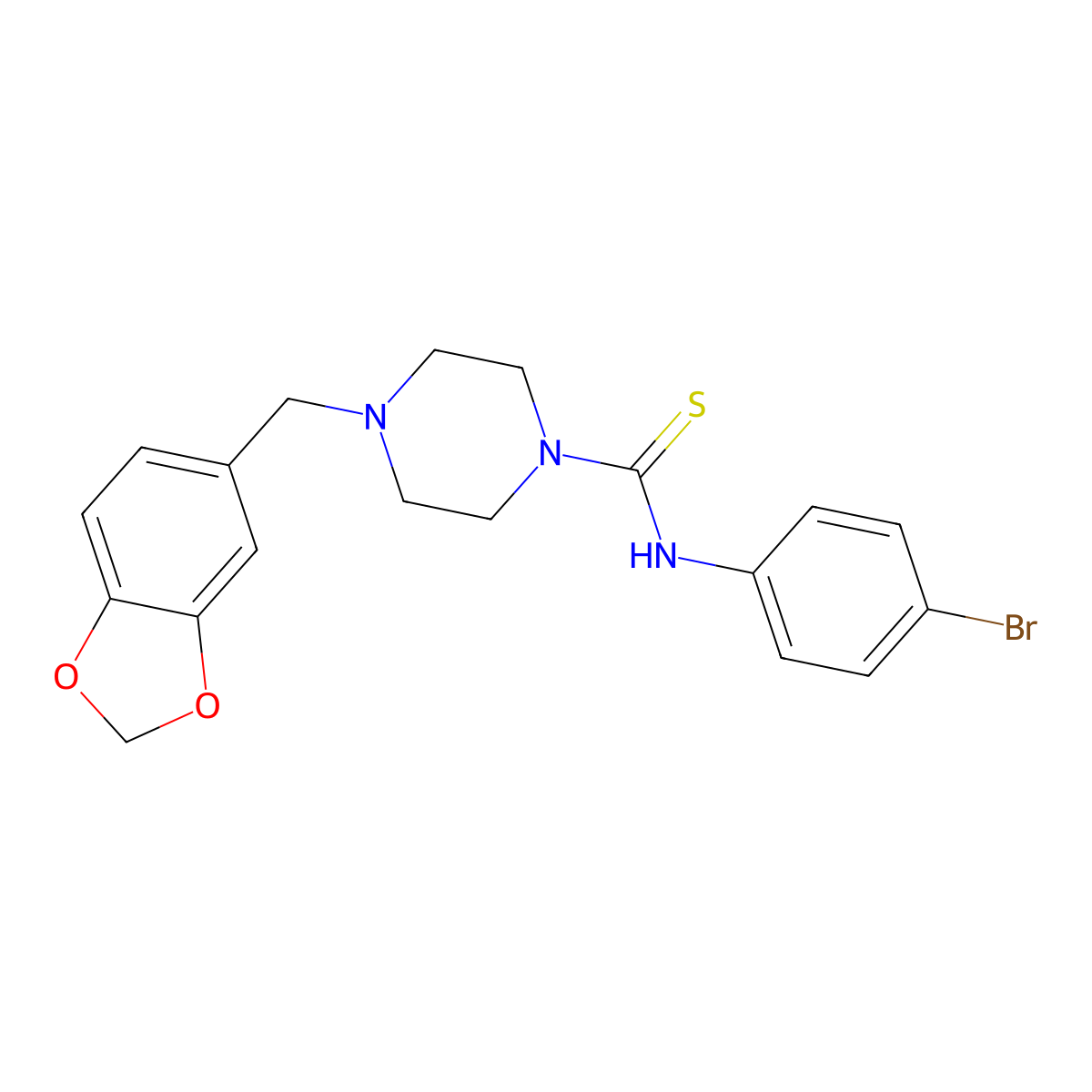 4-(1,3-benzodioxol-5-ylmethyl)-N-(4-bromophenyl)piperazine-1-carbothioamide molecular structure, CAS 431914-06-6