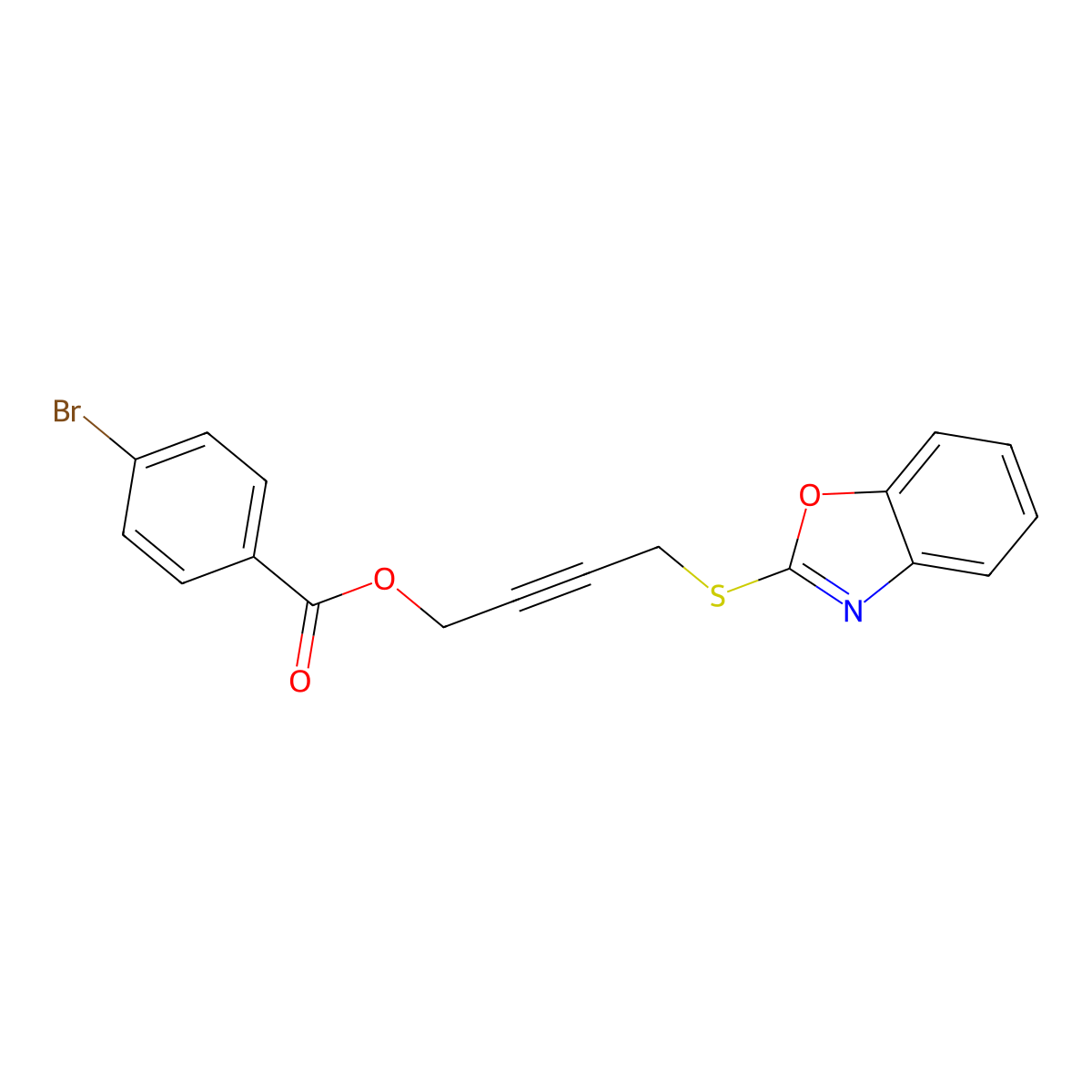4-(1,3-Benzoxazol-2-ylsulfanyl)but-2-yn-1-yl 4-bromobenzoate molecular structure, CAS 431914-24-8