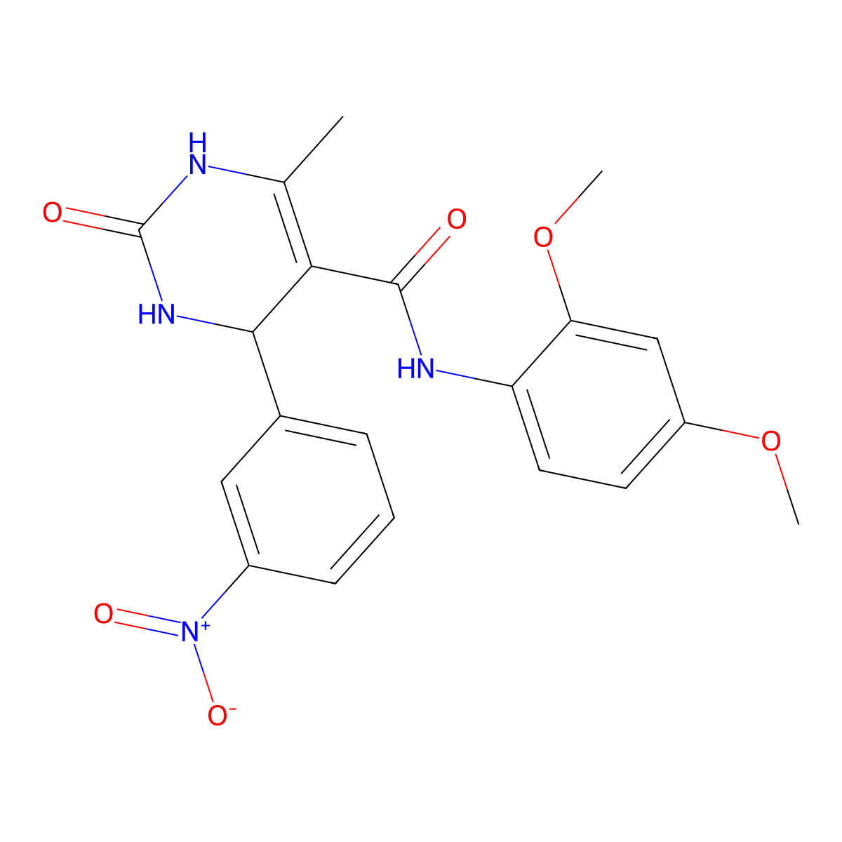 N-(2,4-dimethoxyphenyl)-6-methyl-4-(3-nitrophenyl)-2-oxo-3,4-dihydro-1H-pyrimidine-5-carboxamide molecular structure, CAS 431914-33-9