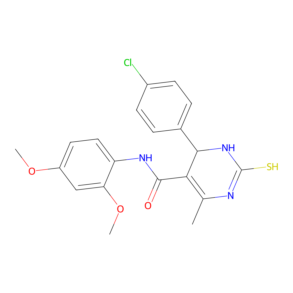 4-(4-chlorophenyl)-N-(2,4-dimethoxyphenyl)-6-methyl-2-sulfanylidene-3,4-dihydro-1H-pyrimidine-5-carboxamide molecular structure, CAS 431914-62-4