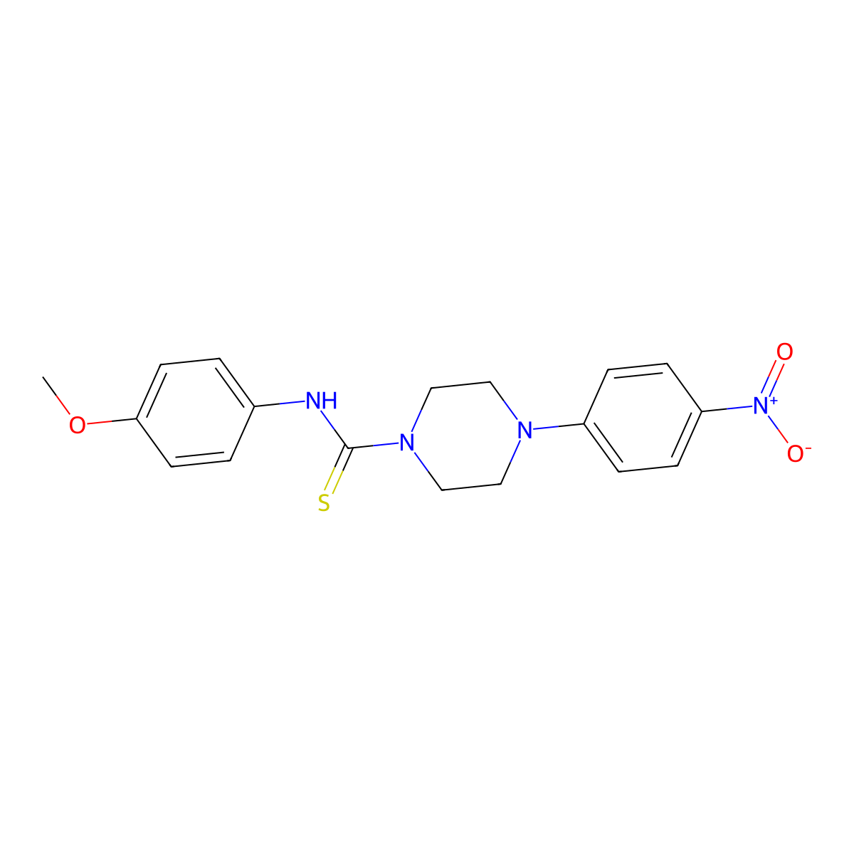 N-(4-methoxyphenyl)-4-(4-nitrophenyl)piperazine-1-carbothioamide molecular structure, CAS 431914-80-6