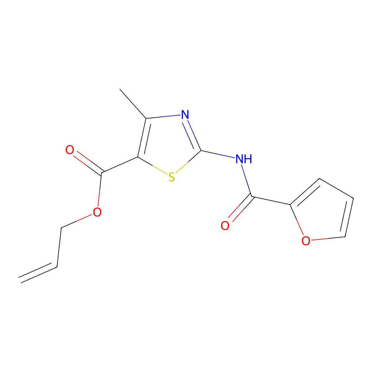 Prop-2-enyl 2-(2-furylcarbonylamino)-4-methyl-1,3-thiazole-5-carboxylate molecular structure, CAS 431915-33-2