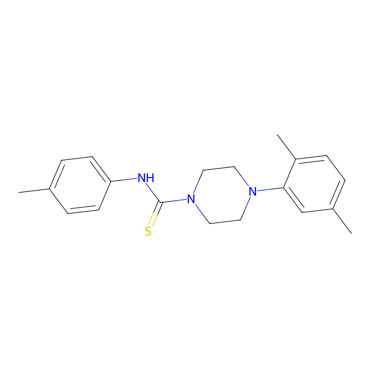 4-(2,5-dimethylphenyl)-N-(4-methylphenyl)piperazine-1-carbothioamide molecular structure, CAS 431915-42-3