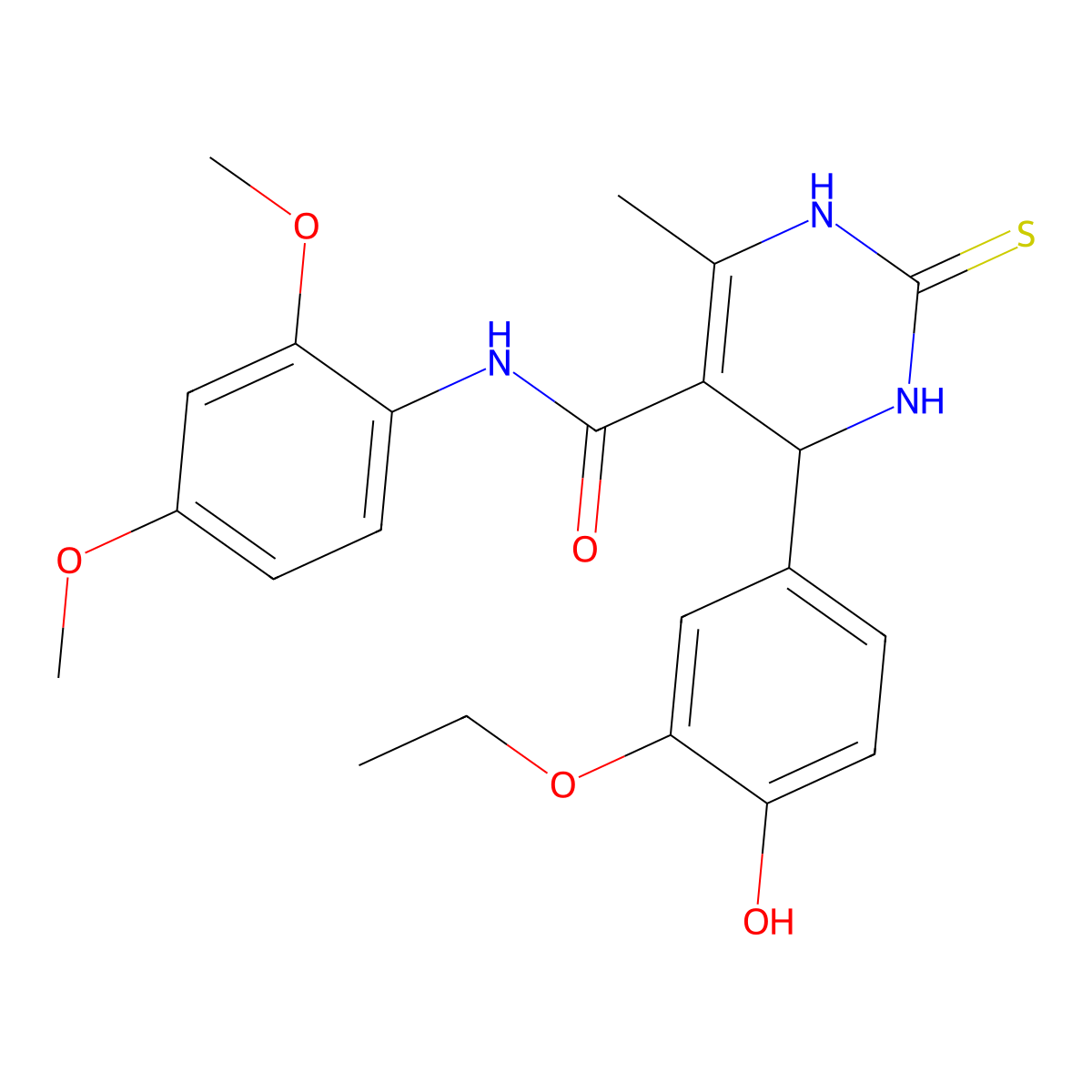 N-(2,4-dimethoxyphenyl)-4-(3-ethoxy-4-hydroxyphenyl)-6-methyl-2-sulfanylidene-3,4-dihydro-1H-pyrimidine-5-carboxamide molecular structure, CAS 431916-16-4