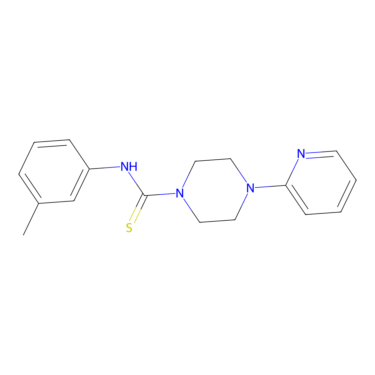 N-(3-methylphenyl)-4-pyridin-2-ylpiperazine-1-carbothioamide molecular structure, CAS 431916-21-1