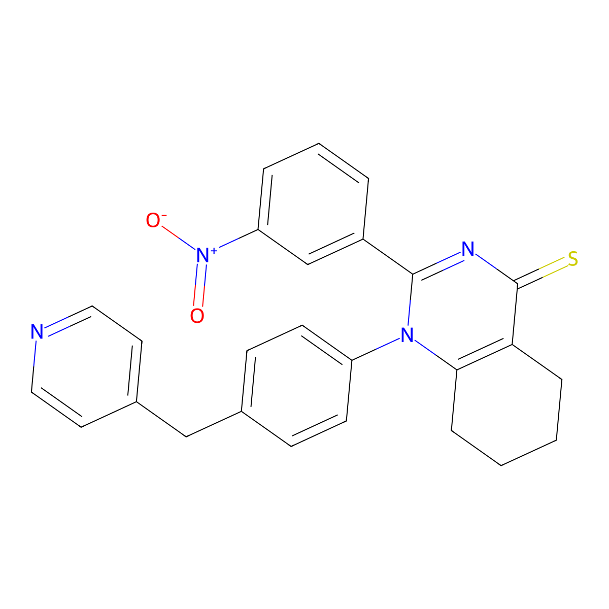 2-(3-nitrophenyl)-1-(4-(pyridin-4-ylmethyl)phenyl)-5,6,7,8-tetrahydroquinazoline-4(1H)-thione molecular structure, CAS 431916-64-2