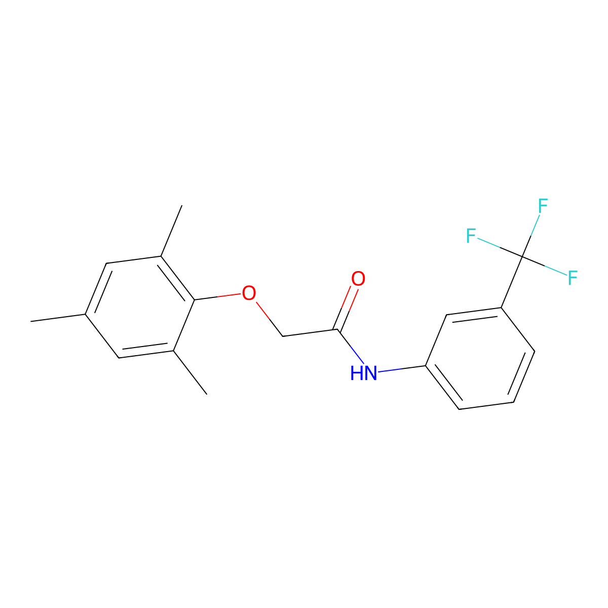 N-[3-(trifluoromethyl)phenyl]-2-(2,4,6-trimethylphenoxy)acetamide molecular structure, CAS 431916-68-6