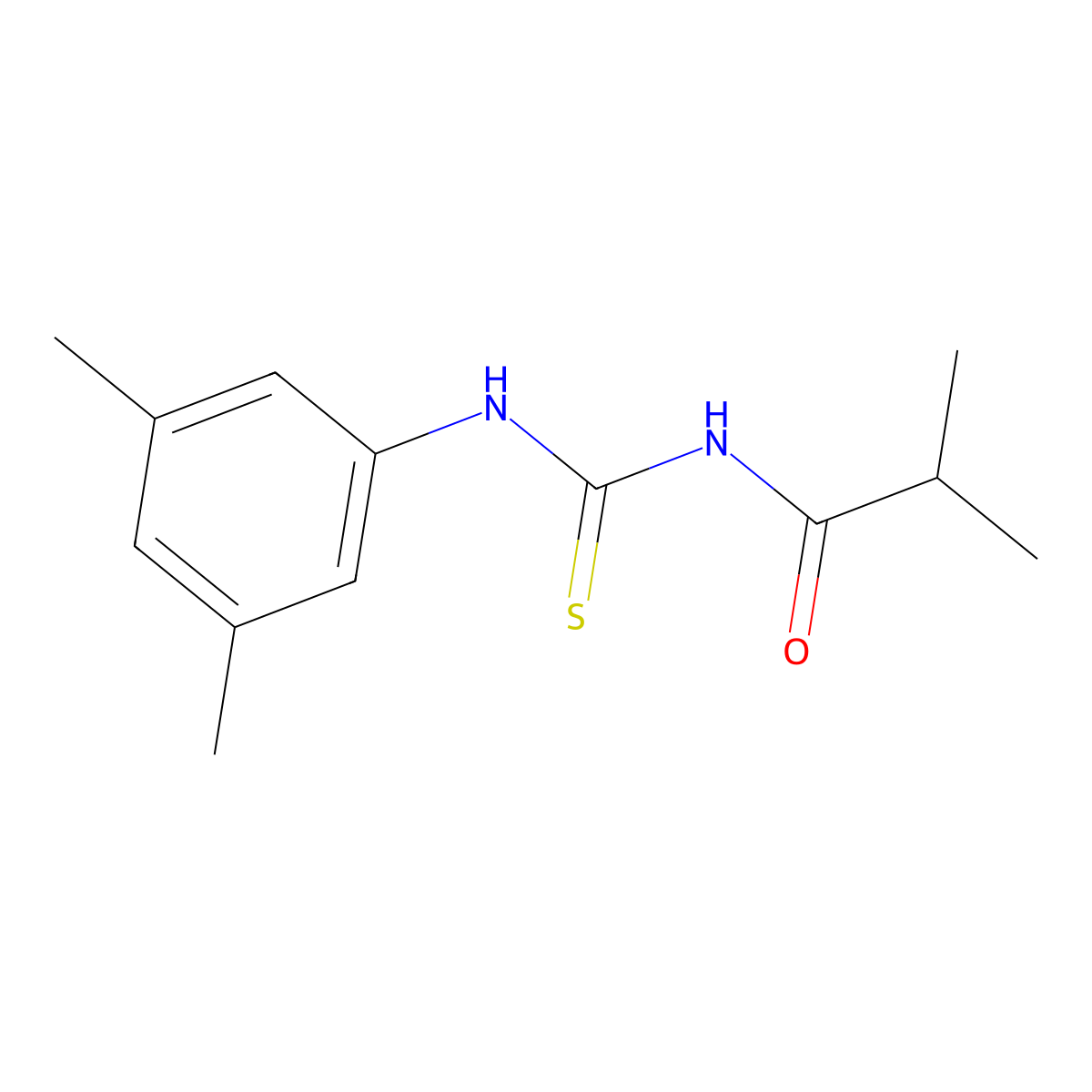 N-[(3,5-dimethylphenyl)carbamothioyl]-2-methylpropanamide molecular structure, CAS 431916-76-6