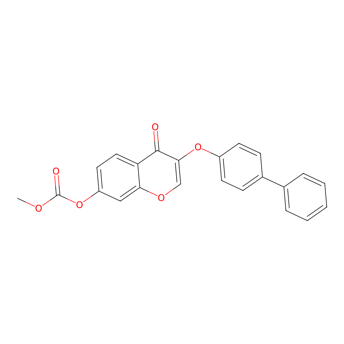 3-(biphenyl-4-yloxy)-4-oxo-4H-chromen-7-yl methyl carbonate molecular structure, CAS 431916-83-5