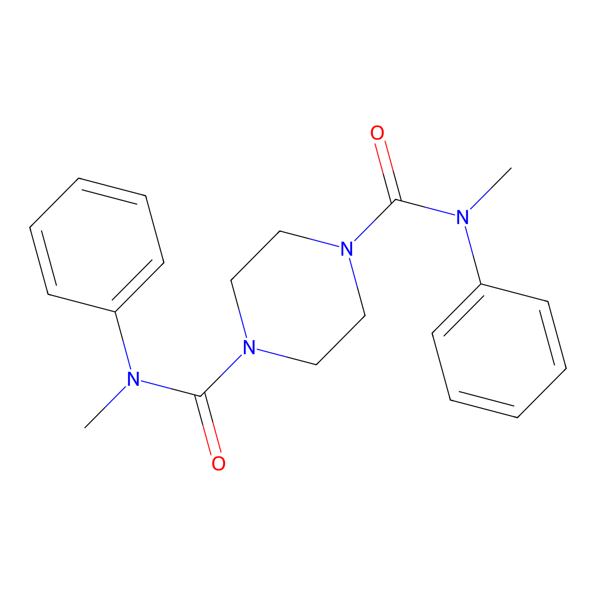 1-N,4-N-dimethyl-1-N,4-N-diphenylpiperazine-1,4-dicarboxamide molecular structure, CAS 431916-91-5