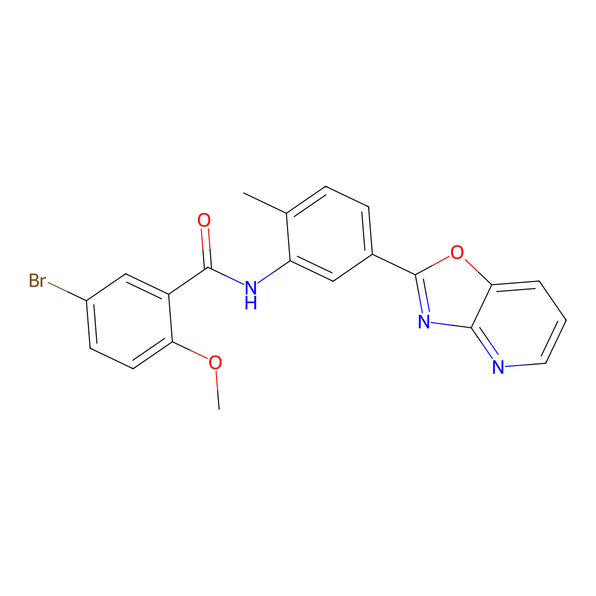 5-bromo-2-methoxy-N-[2-methyl-5-([1,3]oxazolo[4,5-b]pyridin-2-yl)phenyl]benzamide molecular structure, CAS 431917-03-2