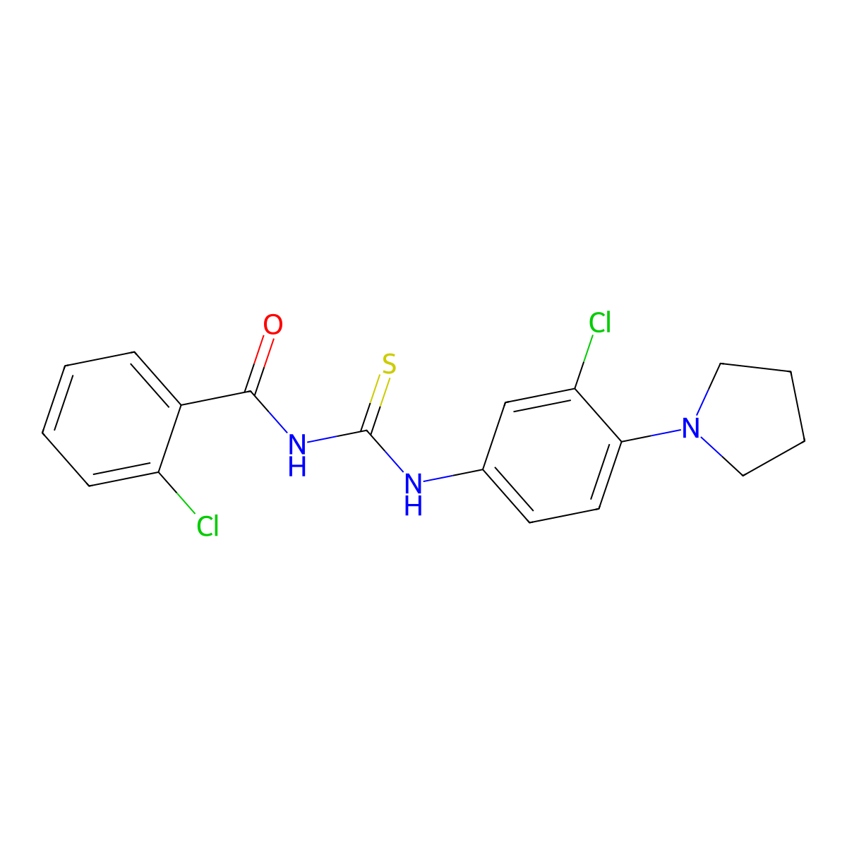 2-chloro-N-[(3-chloro-4-pyrrolidin-1-ylphenyl)carbamothioyl]benzamide molecular structure, CAS 431917-12-3