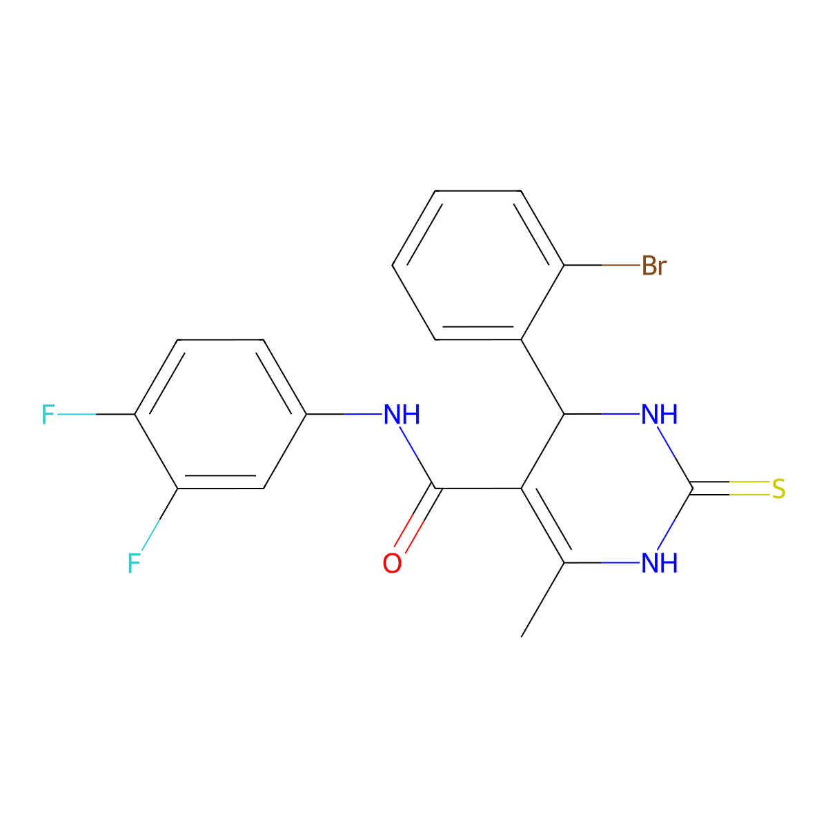 4-(2-bromophenyl)-N-(3,4-difluorophenyl)-6-methyl-2-thioxo-1,2,3,4-tetrahydropyrimidine-5-carboxamide molecular structure, CAS 431917-36-1