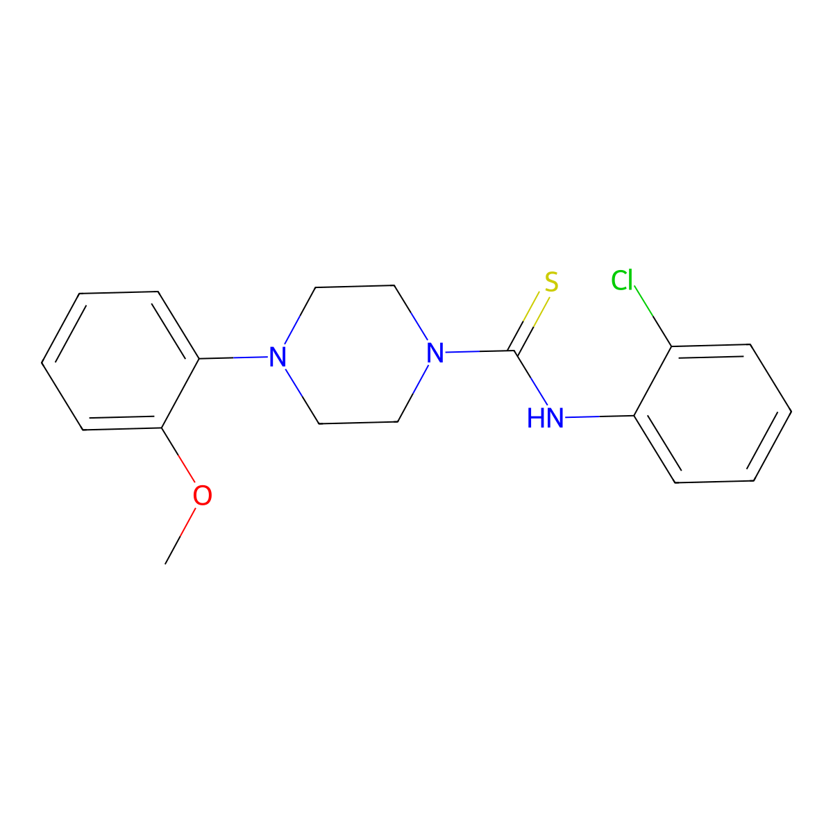 N-(2-chlorophenyl)-4-(2-methoxyphenyl)piperazine-1-carbothioamide molecular structure, CAS 431917-53-2