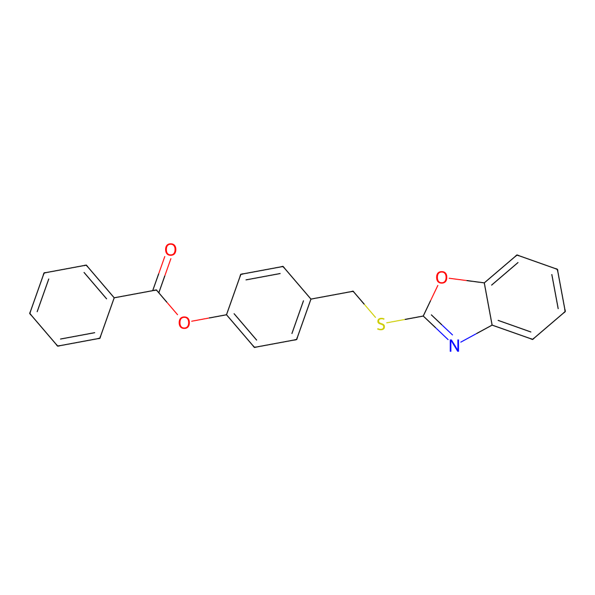 4-((Benzo[d]oxazol-2-ylthio)methyl)phenyl benzoate molecular structure, CAS 431917-58-7