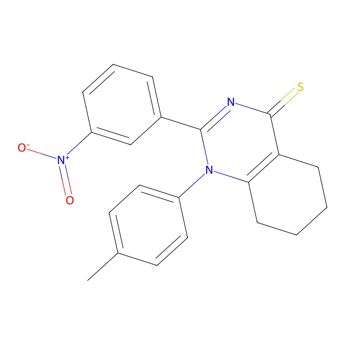 2-(3-nitrophenyl)-1-(p-tolyl)-5,6,7,8-tetrahydroquinazoline-4(1H)-thione molecular structure, CAS 431917-63-4