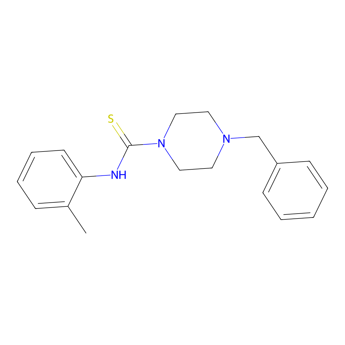 4-benzyl-N-(2-methylphenyl)piperazine-1-carbothioamide molecular structure, CAS 431917-76-9