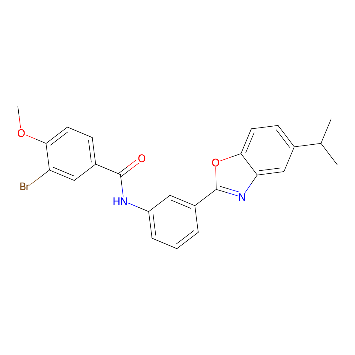 3-bromo-4-methoxy-N-[3-(5-propan-2-yl-1,3-benzoxazol-2-yl)phenyl]benzamide molecular structure, CAS 431917-84-9