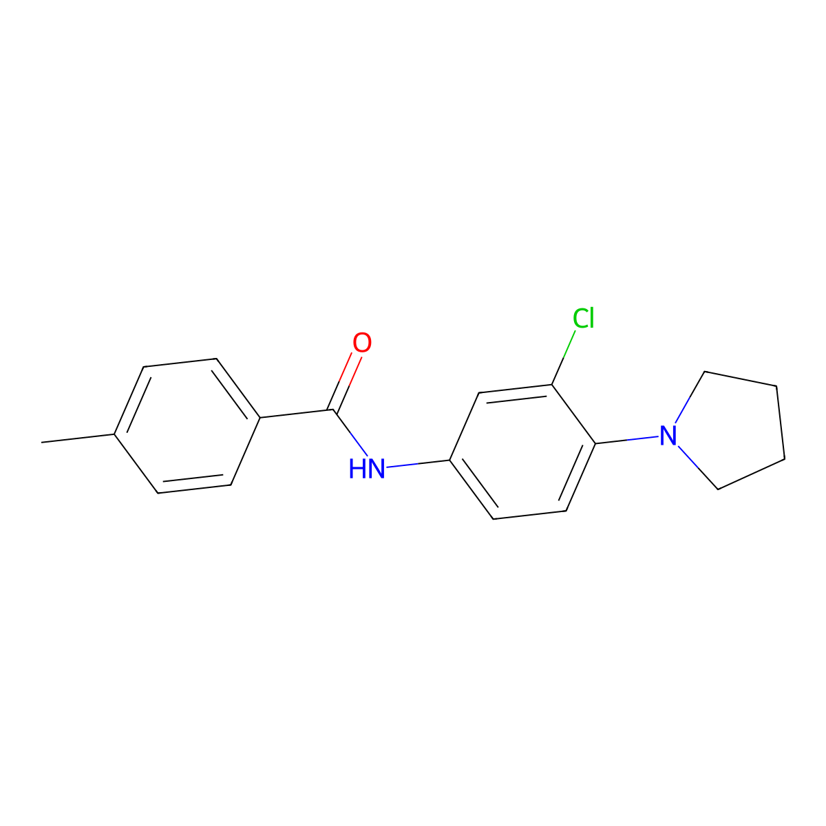 N-(3-chloro-4-pyrrolidin-1-ylphenyl)-4-methylbenzamide molecular structure, CAS 431917-87-2